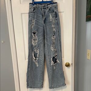 Distressed Baggy Blue Women's Jeans